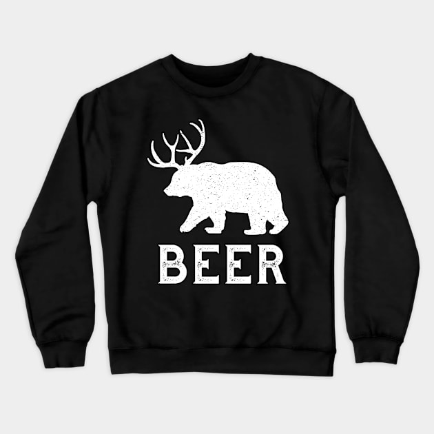 Beer Deer Bear Beer Lovers Funny Vintage Crewneck Sweatshirt by Bluebird Moon